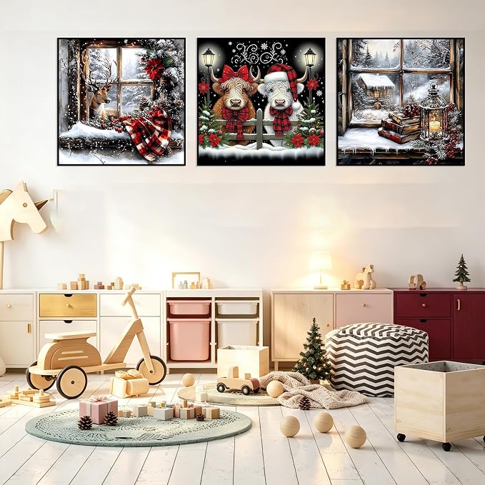 Christmas Diamond Art Kits for Adults, 3 Packs Diamond Art Painting Kits