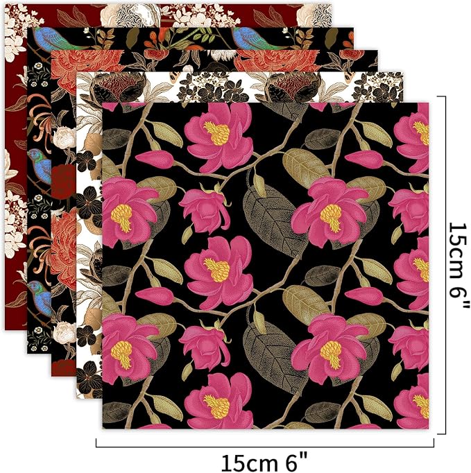 Origami Paper Kit 100 Sheets, 6x6 Inch Double Sided 40 Vivid Colored Paper | 70GSM Colorful Paper,40 Different Pattern Origami Kit,DIY Hand Crafts,Arts Creativity,Easy to Fold,No-Fading.Macaroon Flower