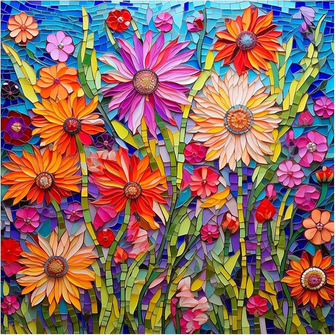 Mandun Flowers Diamond Painting Kits for Adults, Diamond Art Kits, 14x14 in