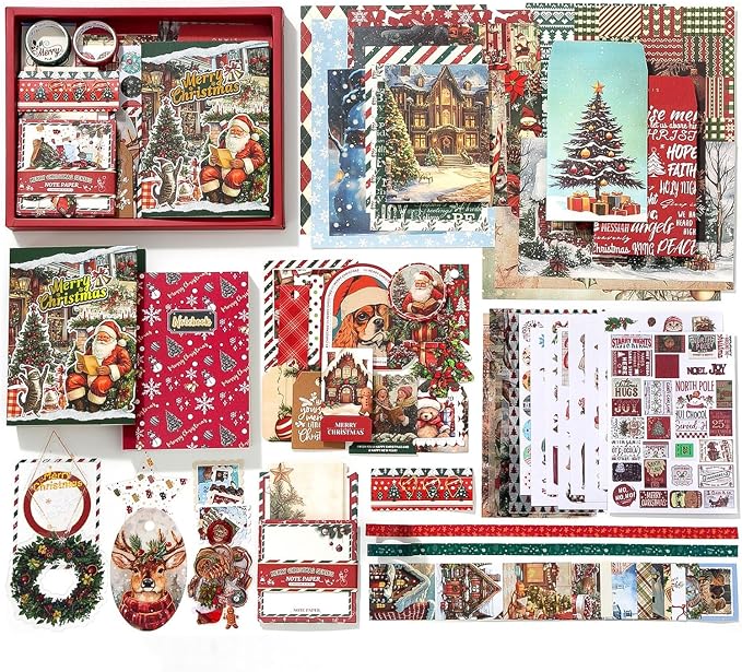 Koqye Christmas Scrapbook Kit, 157‑Piece DIY Holiday Craft Supplies