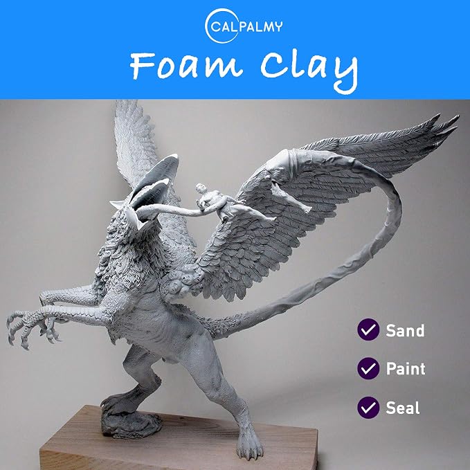 CALPALMY Moldable Foam Clay (Gray) - 300g High Density Air Dry Clay Perfect for Intricate Designs, Sculpting, Cosplay, Crafting, Prop Making - Cutting with Knife or Rotary Tool, Sanding or Shaping