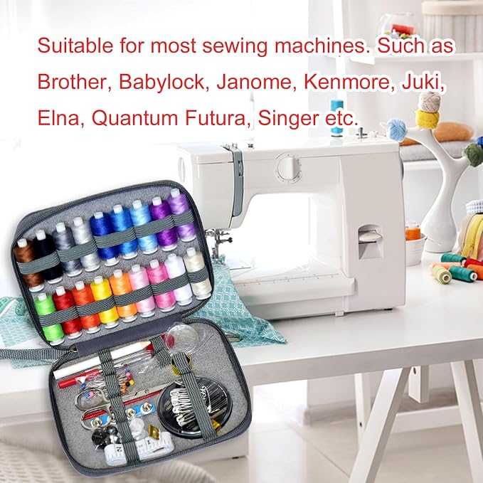 Sewing Kit with Case Portable Sewing Supplies for Home Traveler, Adults, Beginner, Emergency, Contains 18 Sewing Thread, Scissors, Needles, Measure etc (Grey）