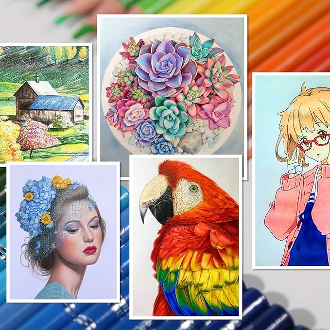 H & B 72 Colored Pencils for Adults Beginners with Case & Coloring Book Set | Oil-based Soft Cores for Smooth Drawing & Coloring - Vibrant Blendable colors - Portable Travel Kit with Sharpener & Eraser