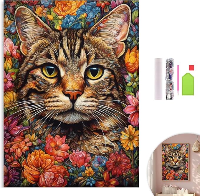 Cute Cat Diamond Art Kits for Adults Diamond Painting Kit for Beginner