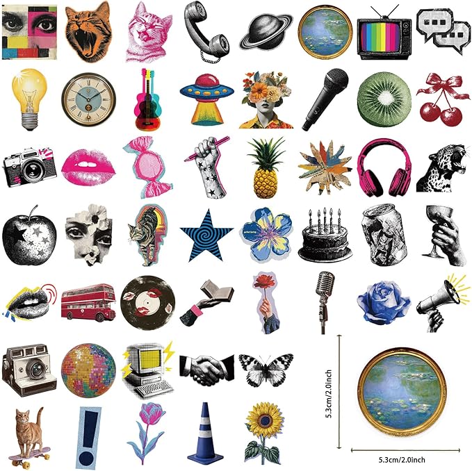 50 Pieces Trendy Y2K Transparent Stickers for Scrapbooking (Y2K) | Y2K Self-Adhesive Scrapbooking Stickers Supplies Journal Stuffers for Adult Card Making Letters DIY