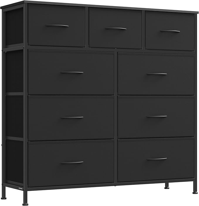 SONGMICS Dresser for Bedroom, Wide Dresser with 9 Fabric Drawers