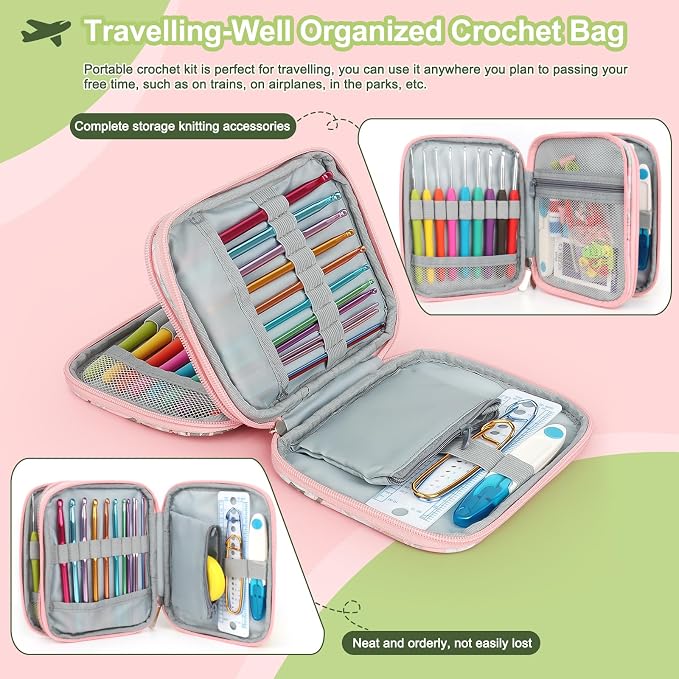 Katech Crochet Hooks Set with Case, 73-Piece Crochet Hooks Kit Knitting Accessories Ergonomic Aluminum Alloy Crochet Hook Colorful Crochet Needles for Making Socks, Gloves, Bag, Hat, Sweaters | Ergonomic for Comfortable Crocheting-Crochet Hooks Kit and...