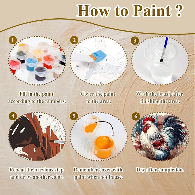 Paint by Number American Flag, Chicken Paint by Numbers for Adults 16x20 in