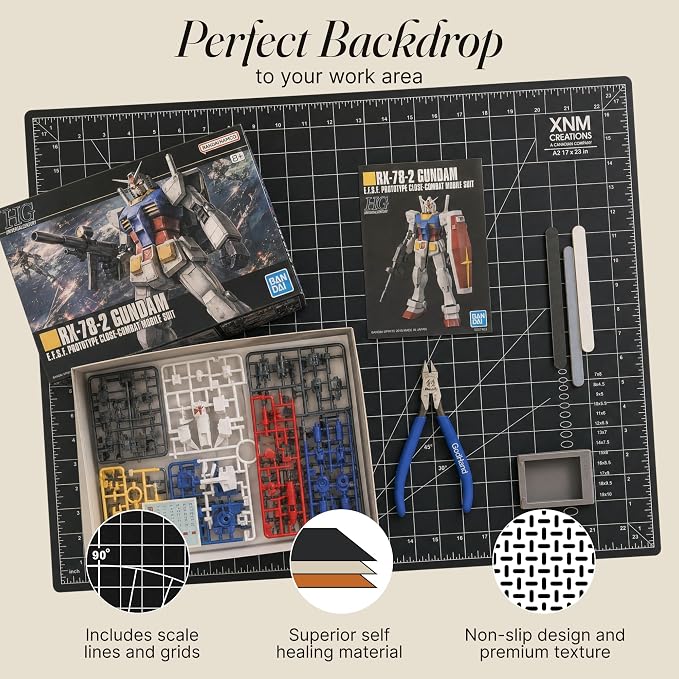 XNM Premium Self Healing Cutting Mat - 18 Inches by 24 inches - A2, 3 Layer Quality PVC Construction - Dual Sided, Imperial and Metric Grid Lines - Perfect for Cutting, Sewing, and Crafts
