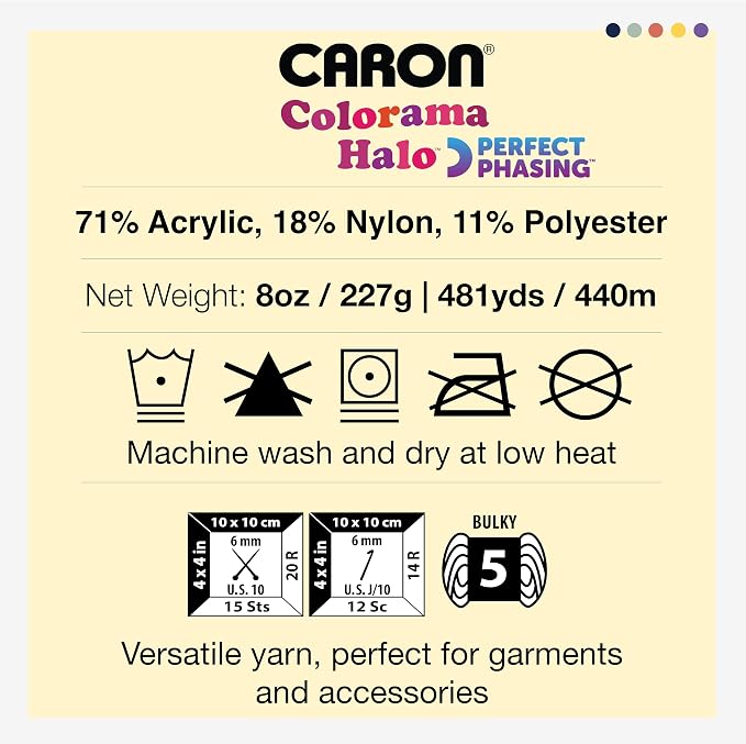 Caron Colorama Halo Cake Ombre Yarn for Crocheting, Skylight Frost, 2-Pack