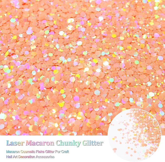 Renfio Holographic Pink Chunky Glitter for Snowglobe Tumbler,1.76oz/50g