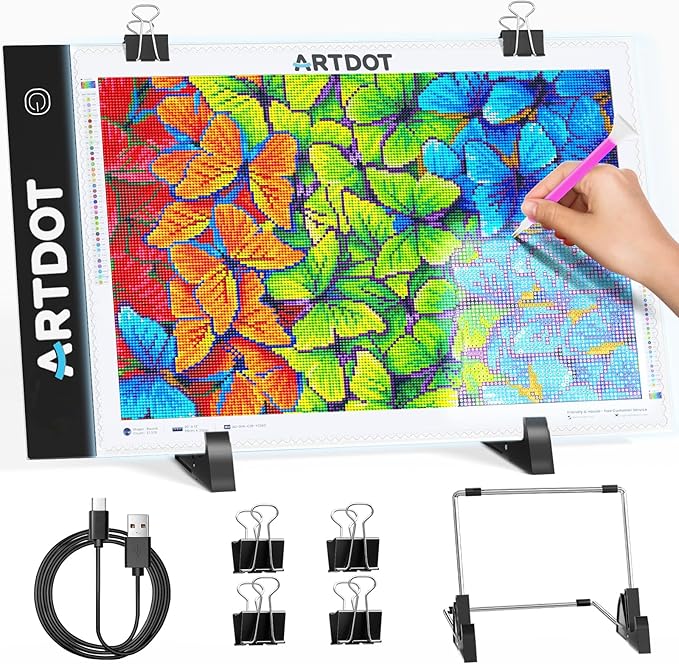 ARTDOT A4 LED Light Pad for Diamond Art Kits for Adults,USB Powered Adjustable Brightness Light Board for Diamond Painting Accessories and Tools