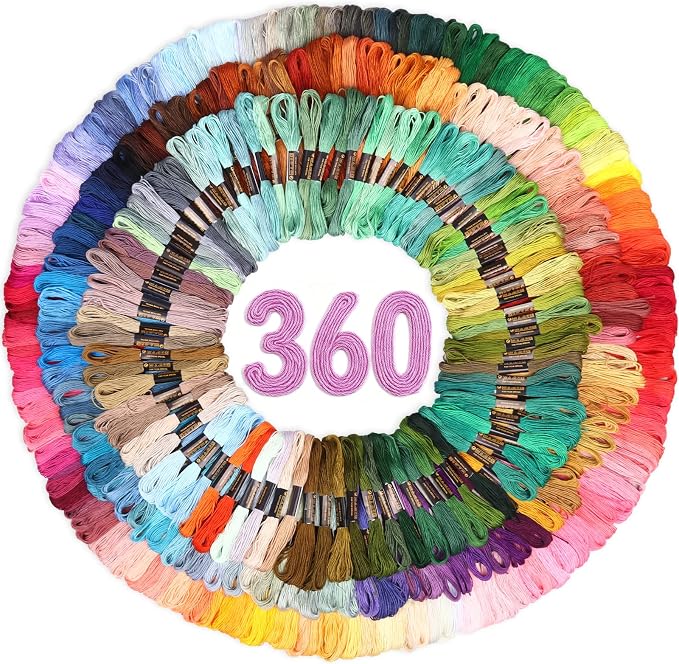 LOVIMAG Embroidery Thread 360pcs Friendship Bracelet String Floss Kit Yarn | Hair Wrap Shirt Lanyard Patterns Crochet Craft Threads Supplies Cross Stitch Sewing Needlepoint Thin Rainbow Beginners