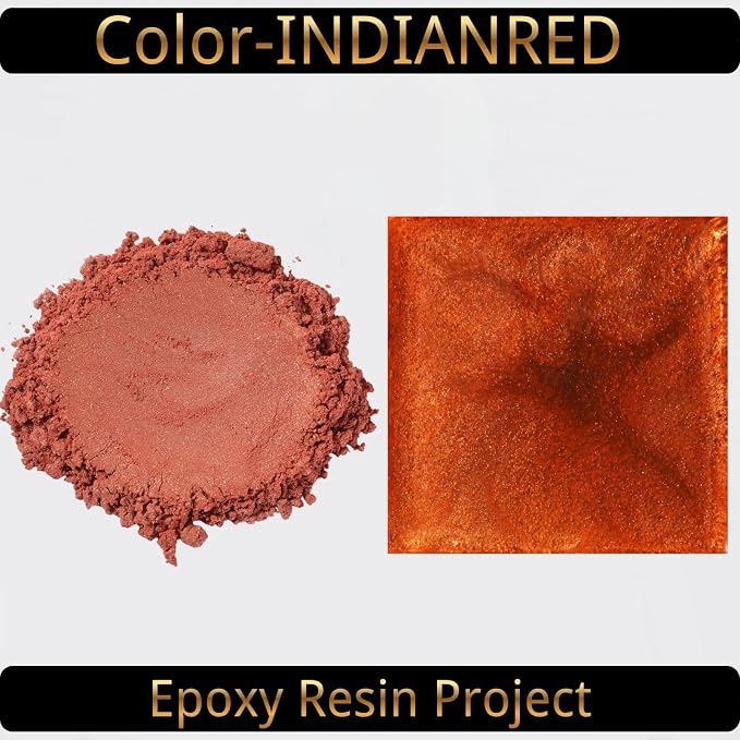 Mica Powder, Indianred, 240g with Scoop, Complies with ASTM D-4236 | For Epoxy Resin, Soap, Bath Bomb, Candle| Safety Material| Odorless| Brilliant Colors