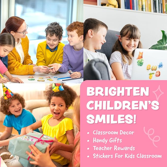 Cute Stickers for Kids Classroom Decor - 108pc Kawaii Water Bottle Stickers for Teens - Waterproof Vinyl Teacher Reward Stickers for Water Bottles - Back to School Supplies - Classroom Must Haves