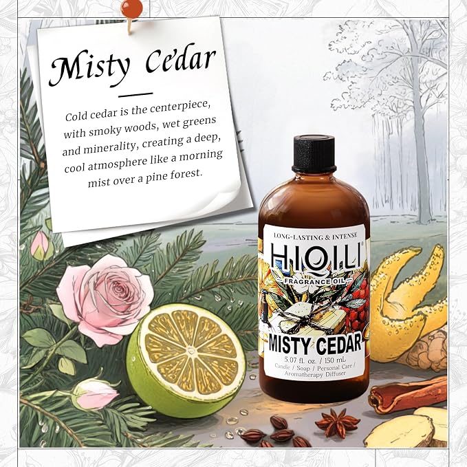 HIQILI Misty Cedar Fragrance Oil for Diffuser, Candle & Soap Making