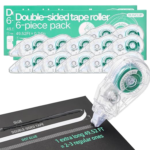 12-Pack Scrapbook Glue Tape Runner, 49.52ft No Residue Double-Sided