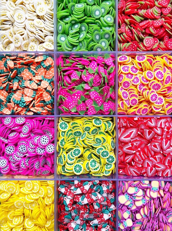 14800Pcs Fruit Nail Art Slices Polymer Fruit Slice 3D Polymer Slices Polymer Clay Slice Colorful Making Supplies for DIY Crafts Nail Art, and Cellphone Decorations(24 Styles)