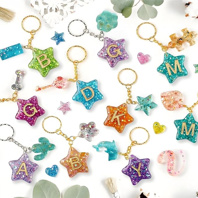 Alphabet Silicone Molds, 30-Cavity Resin Molds for Letter Keychain Making