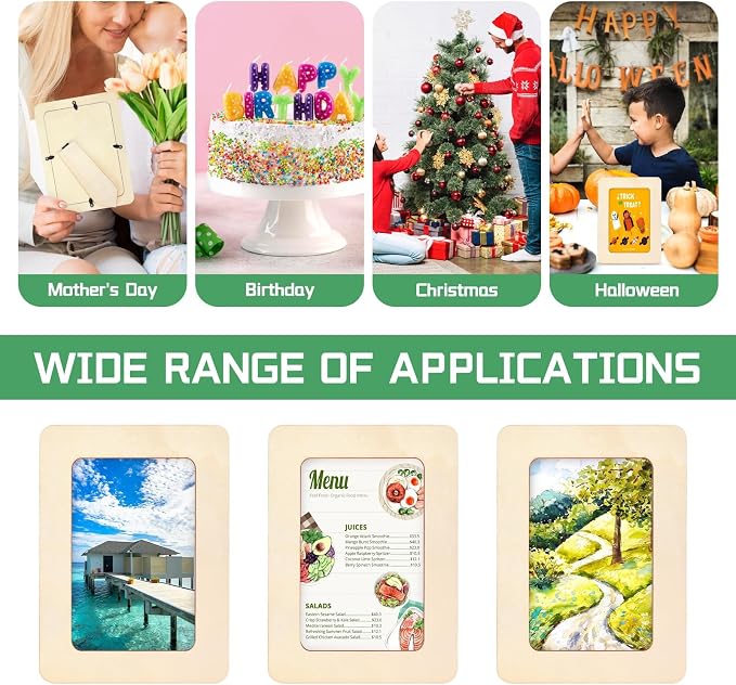 VOKOY 30 Pack Wooden Picture Frames for Crafts, 4" x 6" Photos DIY Wood Frames for Crafting,Unfinished Standing Photo Frames DIY Crafts Wood Decorate for Birthday Party Gifts
