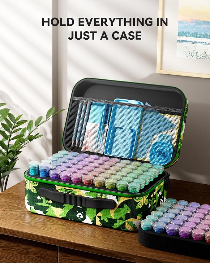 ARTDOT 120 Slots Storage Container for Diamond Art Kits for Adults,Portable Diamond Painting Storage Box with Accessories and Tools