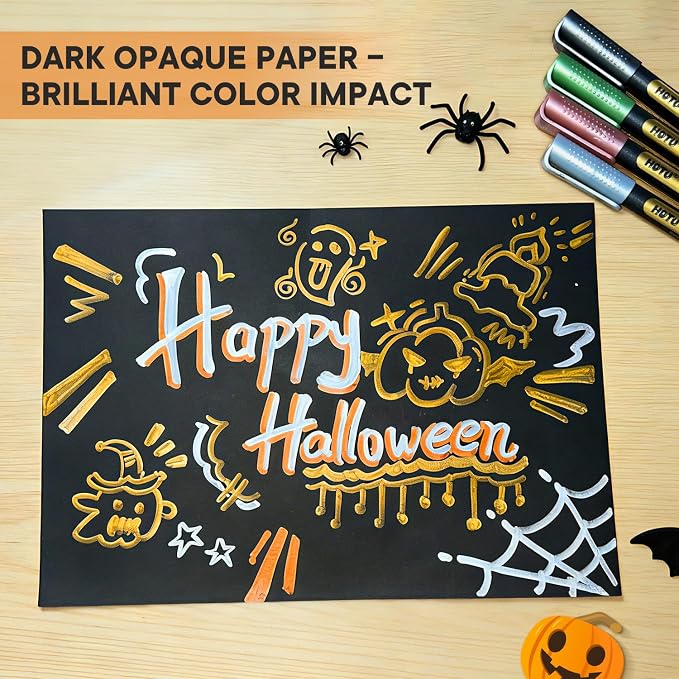 HOTU Metallic Marker Pens,12 Colors, 2MM Medium Tip for Black Paper
