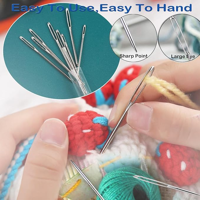 34 Pieces 8 Size Large Eye Blunt Needles and Sharp Needles Set, Yarn Needles, Hand Sewing Needles, Knitting Needles, Embroidery Needle, Quilting Needles, Crewel Needles,Tapestry Needles