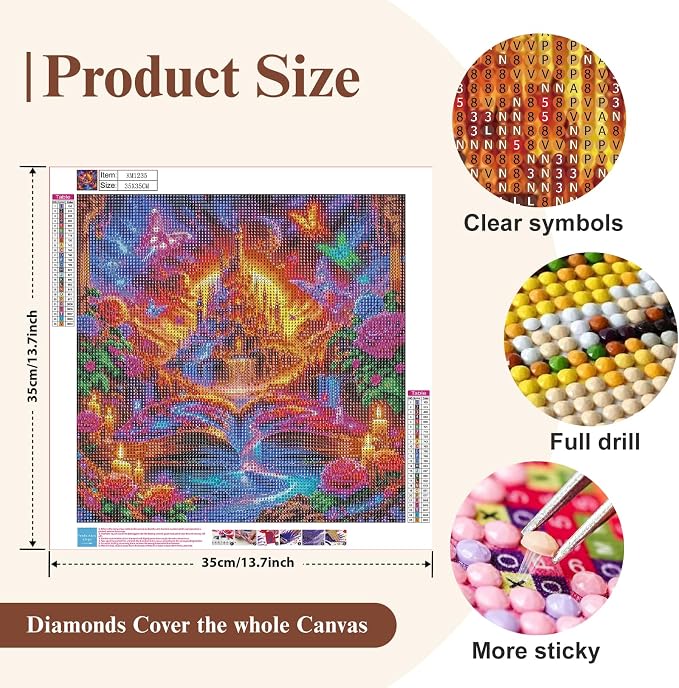 5D Dream Book Castle Diamond Painting Kits for Adults 13.7x13.7 Inch