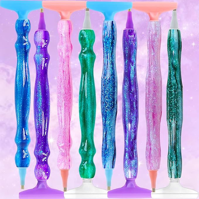 ZYNYXY 16PCS Ergonomic Diamond Art Pens Kits, Resin Diamond Painting Pen with Multifunctional Plastic Screw Thread Tips for 5D Diamond Painting (Starry Purple A)