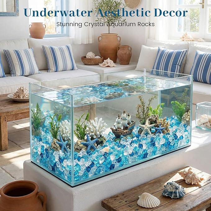 DomeStar 150 PCS Assorted Blue Fake Ice Rocks for Vase Fillers