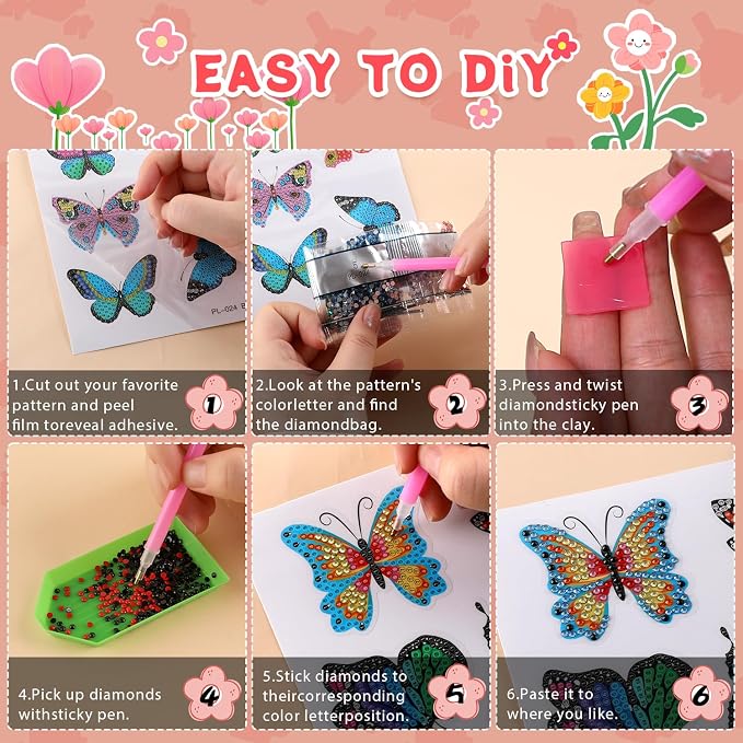 Labeol Diamond Art Kits for Kids Boys and Girls Ages 6-8-10-12 Easy to DIY Creative Diamond Art Sticker Craft by Numbers Kits for Kids and Adult Beginners (Potted Plant)