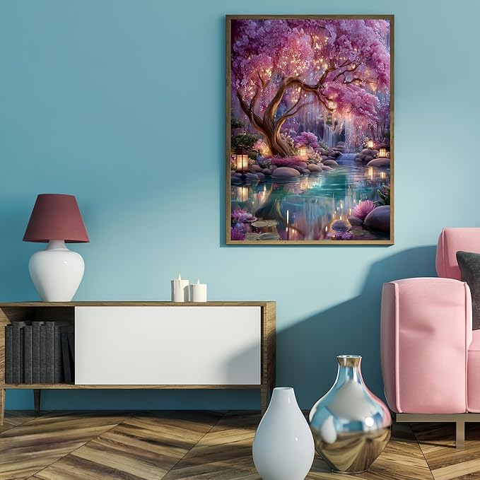 Glowing Forest Painting by Numbers Kit for Adults Beginner,15.7X19.7in | Paint by Numbers Easy,Adult Paint by Number Kits on Canvas,Acrylic Oil Number Painting for Home Wall Decor