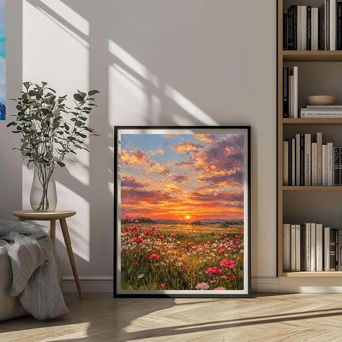 mrpwnle Landscape Paint by Numbers Kit for Adults Flowers Paint by Numbers | Landscape Adult Paint by Number Kits on Canvas, DIY Easy Acrylic Oil Flowers Paint by Numbers for Home Wall Decor 16X20 inch