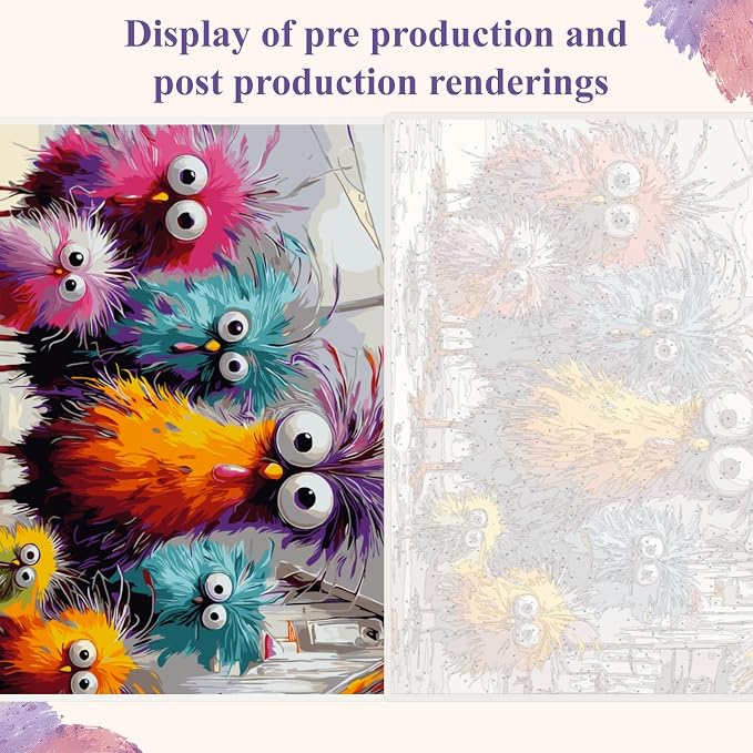 Funny Chicken Paint by Numbers Kit On Canvas for Adults Beginners 16x20In | DIY Acrylic Animal Oil Painting Kits Relaxing Hand Painted Canvas Art for Home Wall Decor