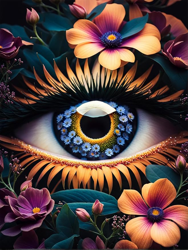 Meothan Diamond Art Kits for Adults Eye Flower Diamond Painting Kit 12x16in | 5D Eye Diamond Art Painting Kit for Adult, DIY Full Round Drill Flowers Gem Art Diamond Dots Kits for Home Wall Decor Gift