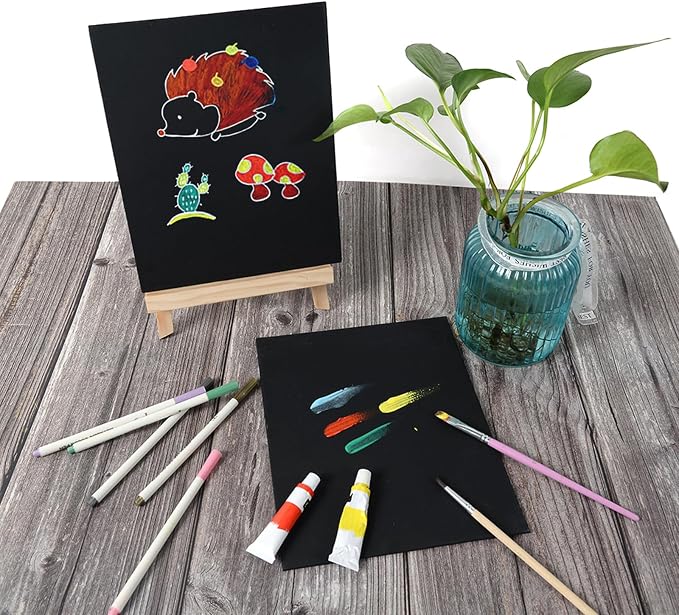 Conda Black Canvas Panels Multi Size Pack - Acid-Free Primed Surface for Oil Acrylic Watercolor Painting (11x14 9x12 8x10 5x7, 12-Pack)