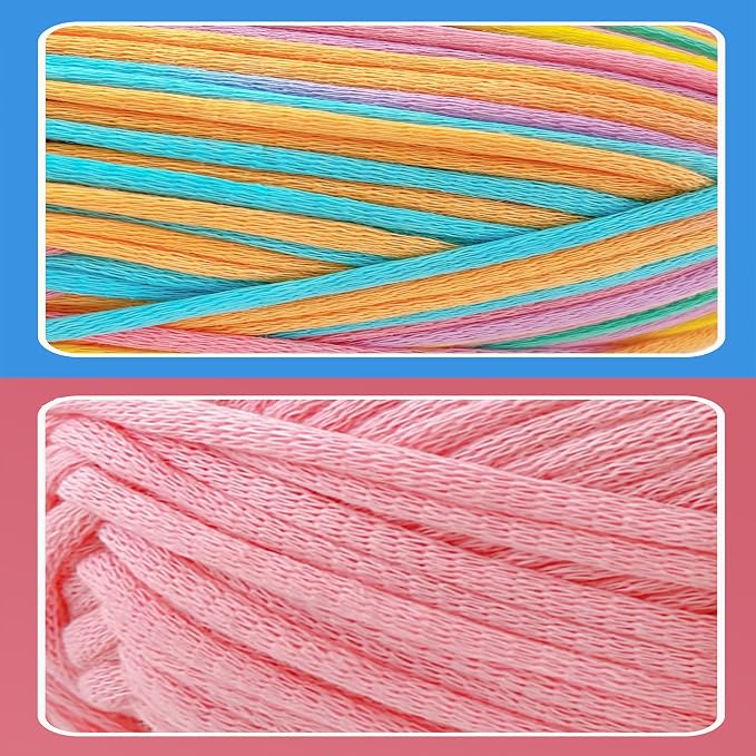 2 x 3.5Oz/120yds Beginner Easy Yarn for Crocheting and Knitting;Worsted-Weight Medium #4;Cotton Blend Yarn for Beginners Amigurumi DIY(Coral+Pink,2 Skein)