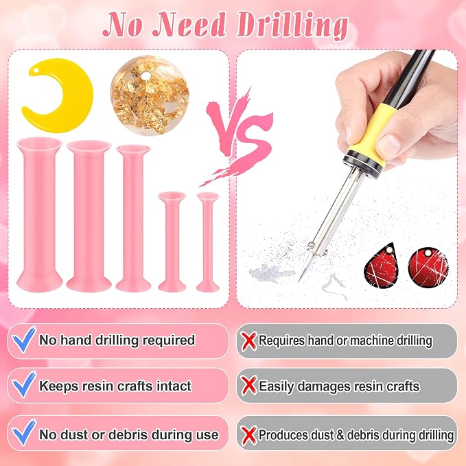 Luxiv 25P Resin Hole Makers, 5Sizes 2/3/4/6/8mm Silicone Mold Tool with Box | 25 Resin Hole Makers, Double-Side Suction, 5 Sizes And Storage Box, For Jewelry, Earrings, Bookmarks, Keychains, Resin Crafts