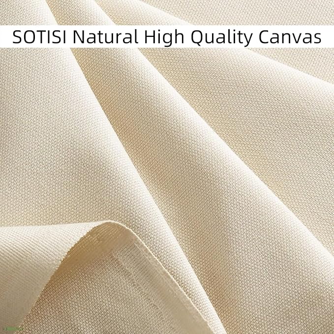 Canvas Fabric, Premium 10oz Natural Cotton Duck Canvas Fabric 62'' Wide for Arts & Crafts, Backings, Covers,3Yd (60 x 108 inchs)