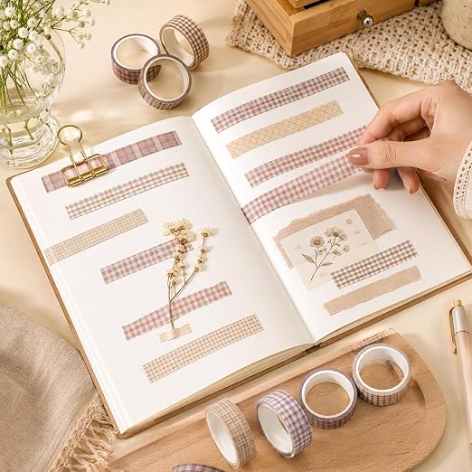 cobee 8 Rolls Vintage Washi Tape Set, Retro Decorative Masking Tape