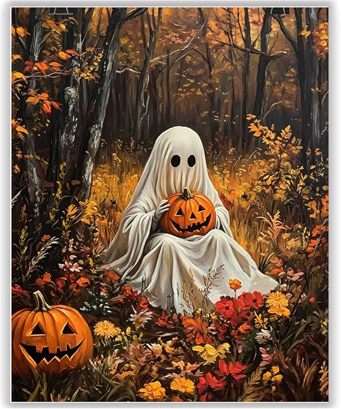 HITO Halloween Paint by Numbers Kit for Adults Ghost 16x20 Inch Frameless | Ghost Number Painting for Adults DIY Acrylic Oil Easy Painting by Numbers for Home Wall Decor