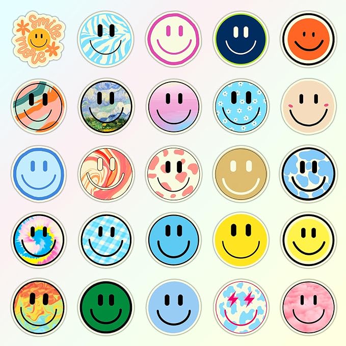 50PCS Smile Glow in The Dark Stickers