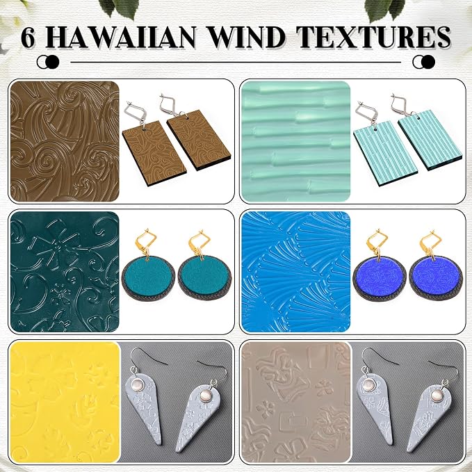 XunYee 23 Pcs Polymer Clay Texture Sheets for Earrings Jewelry Making 17 x 25 Boho Clay Fondant Texture Mats for Pottery Earrings Jewelry Making DIY Crafts