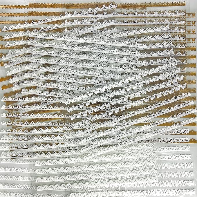 160 Pcs Transparent Lace Stickers for Scrapbooking Photo Album Card Making Journals Wedding Invitations Craft Project Decoration, White and Light Coffee Color PET Material, 40 Patterns