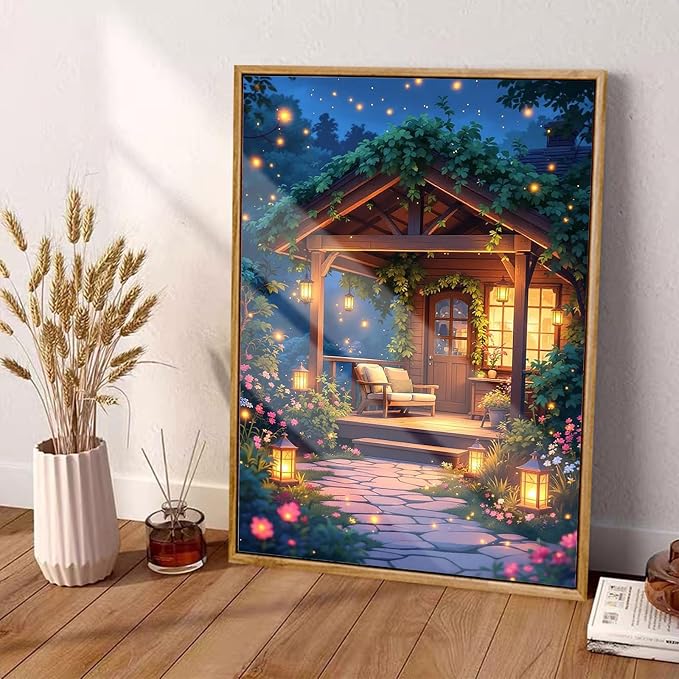 Night Diamond Art Kits for Adults,Warm&Dreamy Diamond painting Wall Decor