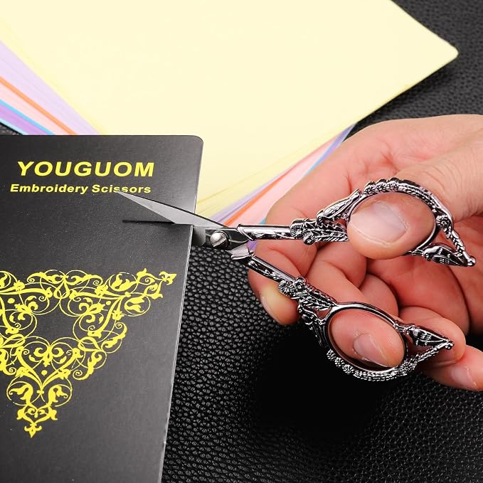 YOUGUOM Sewing Embroidery Scissors, Small Craft Shears with Cover | Sharp, Precision, for Needlework, Cross Stitch, Yarn, Paper Cutting, Detail Thread Snips, Cute Bird, DIY Tool, Purple, 4.6in
