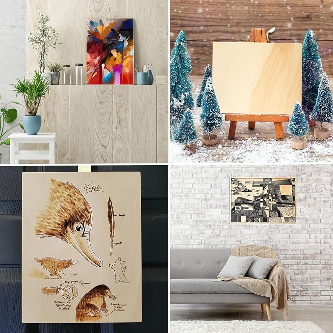 GNIEMCKIN 12 Pack Wood Canvas Boards for Painting, 9 x 12 Inch Canvas Panels for Art Projects, Cradled Artist Panels for Oil, Acrylic, Encaustic, Wood Burning, Pouring and More