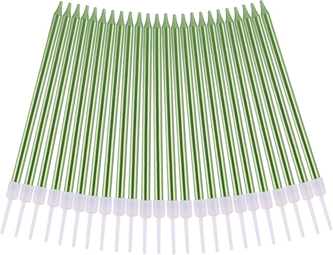 PHD CAKE Green Long Thin Metallic Birthday Candles, Cake Candles, Birthday Parties, Wedding Decorations, Party Candles