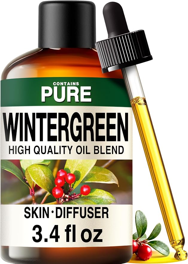 Kukka 100% Pure Wintergreen Essential Oil for Skin, Diffuser, 3.4 Fl Oz | Undiluted Wintergreen Oil for Cooling Massage Blends, Post-Workout Aromatherapy, Diffuser & DIY Soap Making