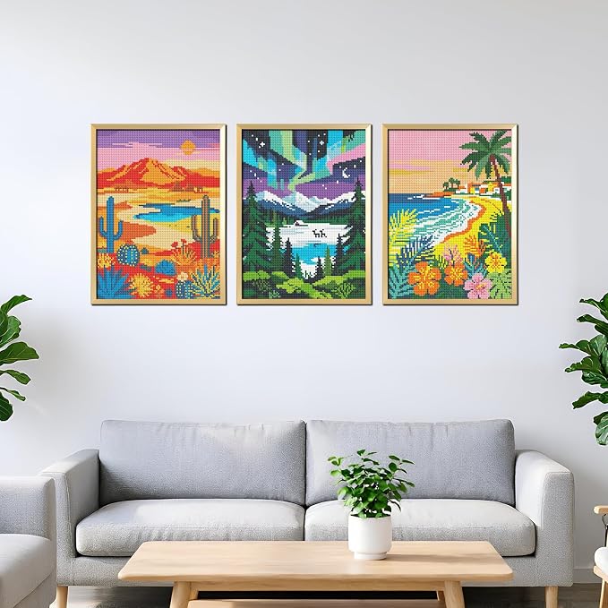 DOZEEZOP 6-Pack Diamond Art Kit for Adults, 5D Diamond Painting 12x16 Inch | Landscape pictures, Full Round Drills, Home Wall & Shelf Decor, Beginner-Friendly DIY Craft, Stress Relief, All-Occasion Gift